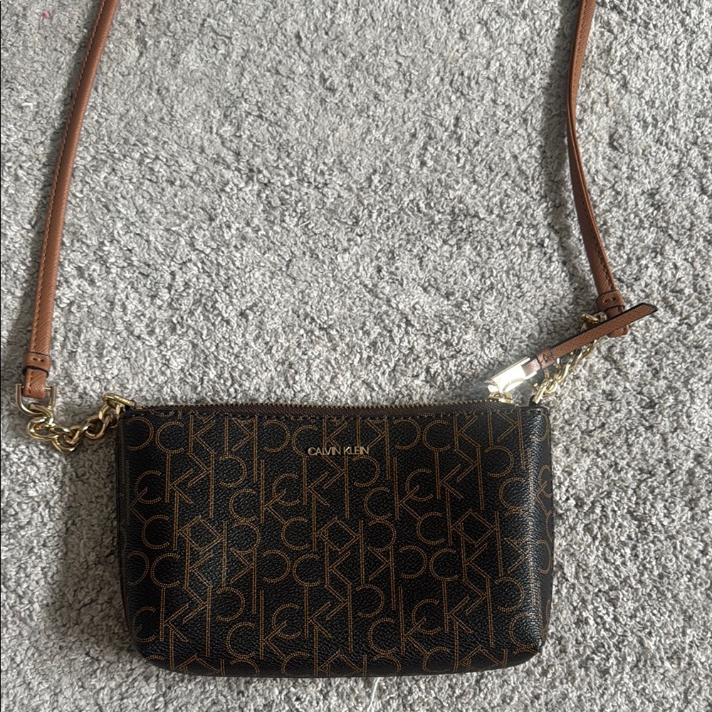 Calvin Klein Brown Monogram Crossbody Bag
